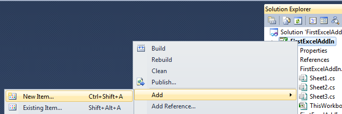 Visual Studio 2010 new item