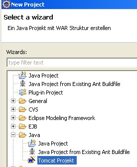 Eclipse Tomcat Projekt erzeugen